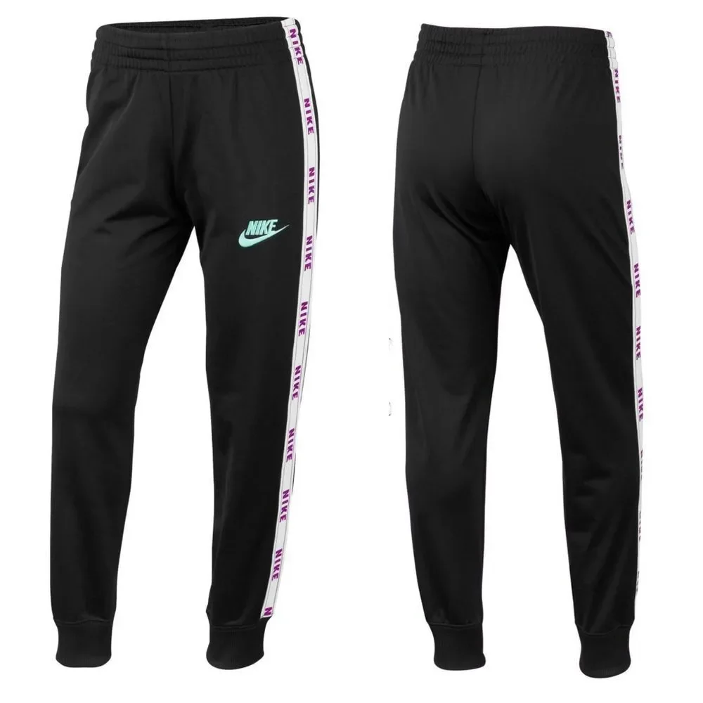 New! NIKE Girls Logo Trim Tricot Black Track Pants Size XL Standard Fit